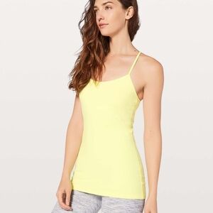 LULULEMON Womens Pale Yellow Power Y Spaghetti Strap Racerback Tank Top Size 4